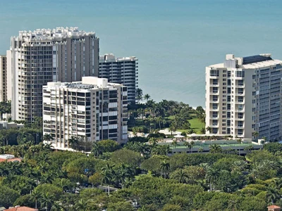 Aerial view of Naples Florida luxury coastal communities served by HomePros Cooling & Heating